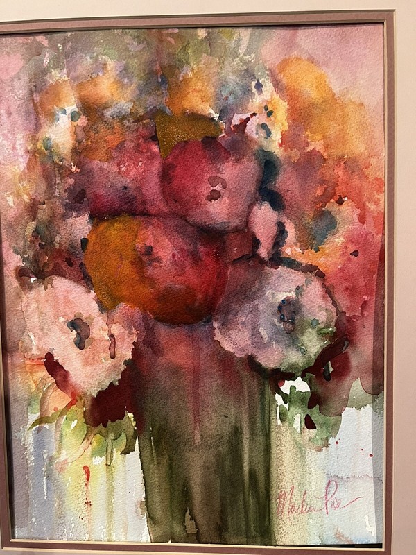 Orig painting 12x16 Abstract Flowers Pinks Reds OOAK Unframed gallery