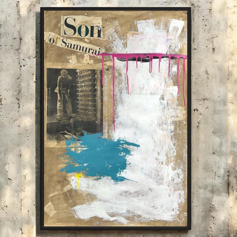 Original Mixed Media Abstract Modern Art Painting 24×36 «Son of Samurai» Signed