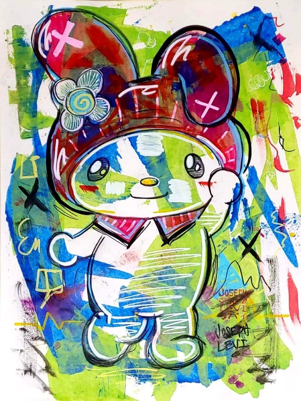 Original Modern Art 9x12 Expressionist Sanrio My Melody Acrylic Painting Paper gallery