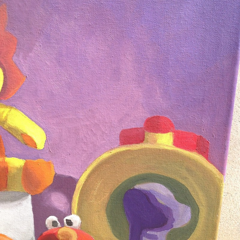 Unframed Original Art on Canvas "Favorite Plush Character Corner" 16" x 20" gallery