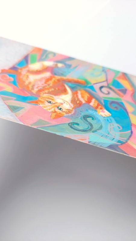 Ginger Cat Original Kitty Painting Animal Artwork Feline Signed Collectible gallery