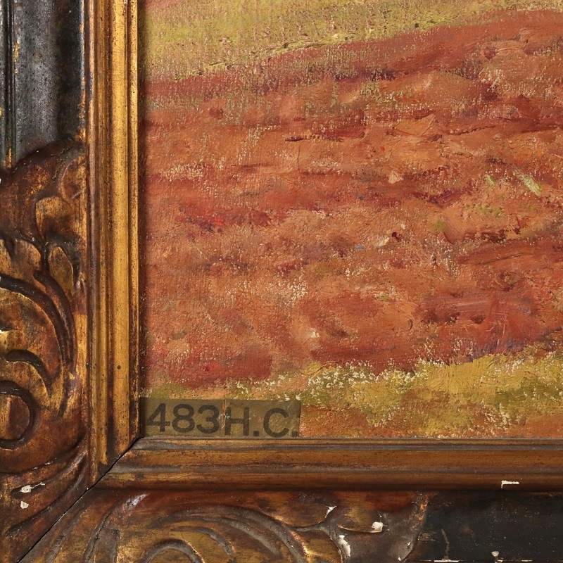 Antique Painting Signed Clovis Terraire Ploughing in Bugey '900 Original gallery