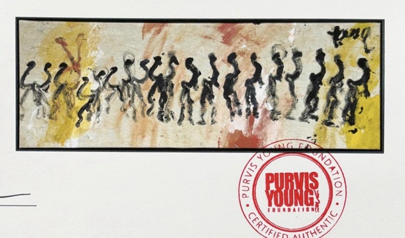 purvis young original art COA Untitled (Dancing Line)