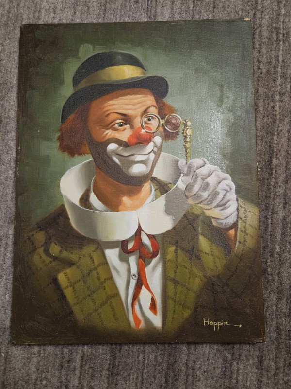 Michael Hoppin – Smiling Red Nose Clown Original Oil Painting – Signed Artist