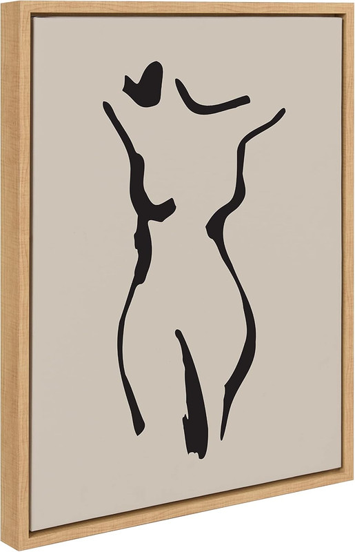 Sylvie Minimalist Neutral Line Art Drawing Body Framed Canvas Wall Art by the Cr