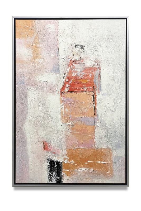 Hungryartist -Red &White modern abstract original oil painting on canvas 24x36 gallery