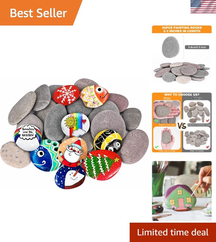 Handmade Gift Ideas: 25 Pack of 2-3 Inch River Rocks for Creative Painting