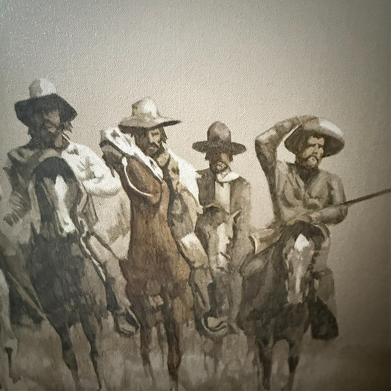 Signed John Pace Painting - Seven Cowboys on Horseback gallery