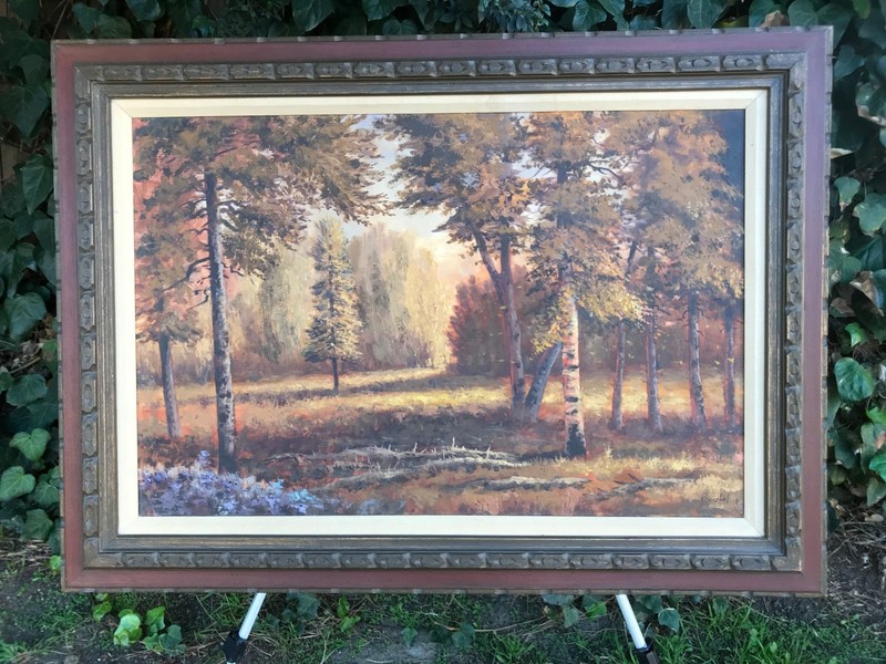 FRANK CHILTON Original 1950s HUGE 45"x32" LANDSCAPE PLEIN AIR OIL on CANVAS CF gallery