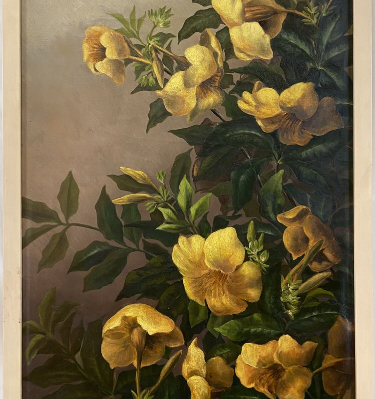 IMPORTANT Large Pair 19th C. Lucia Smith Bliss Still Life Flowers Boston Female gallery
