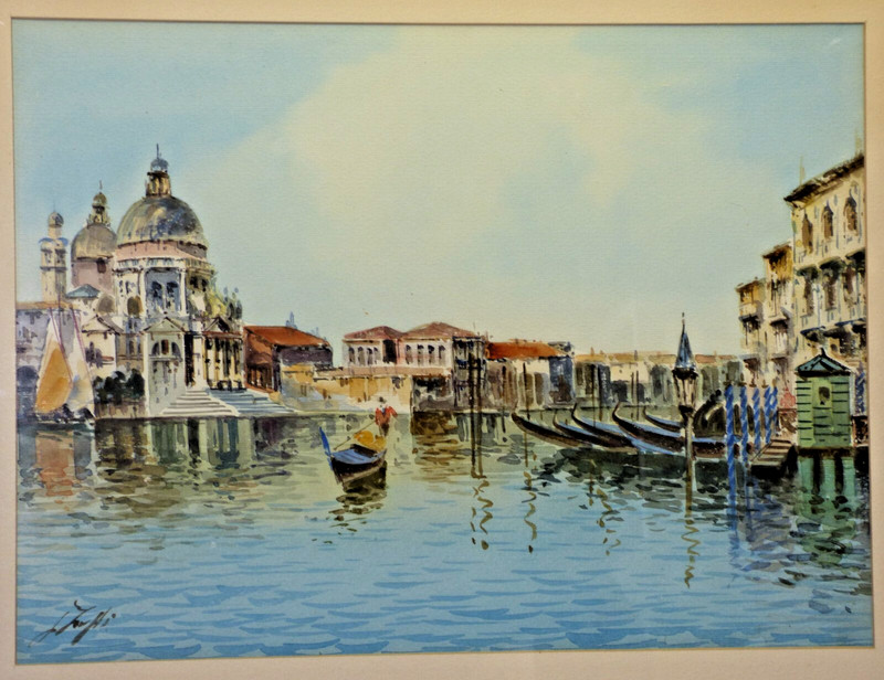 Venice Italy Grand Canal Santa Maria Church Original Watercolor Painting Signed gallery
