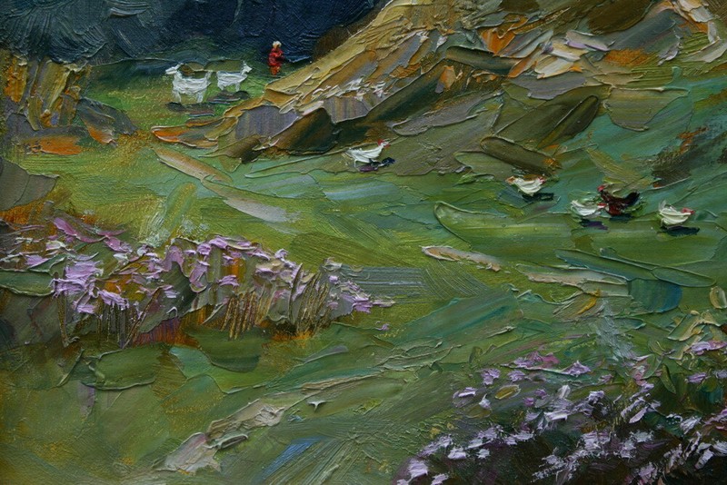 Original Ukrainian Impressionist Landscape Oil Painting - Landscape with House gallery