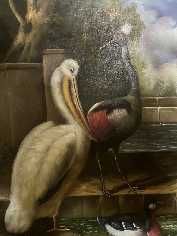 Antique Birds 12” X 16” Gorgeous Original Oil Painting Canvas Stretched gallery