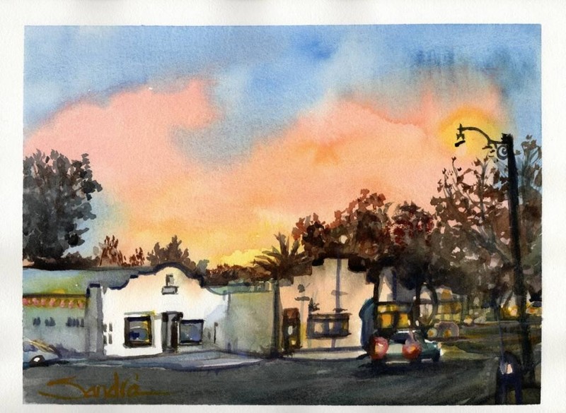 Passing Through Ojai : Sandra Watercolors™ California : ORIGINAL PAINTING