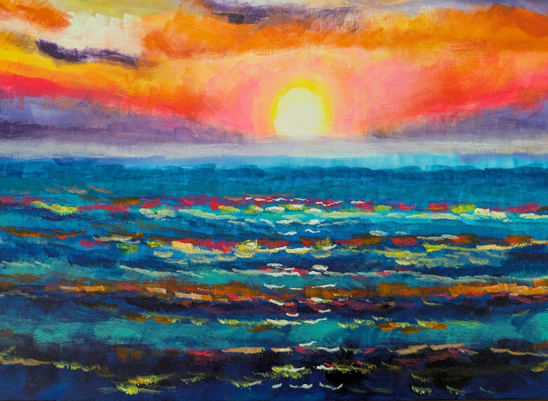 Beach Painting Sunset Seascape Landscape Contemporary Modern Art Samantha McLean gallery