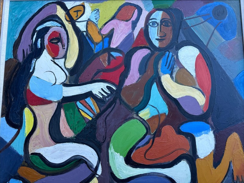 Jo Cain PAINTING ANTIQUE MODERNISM EXPRESSIONISM abstract CUBISM WPA FAMOUS Rare gallery