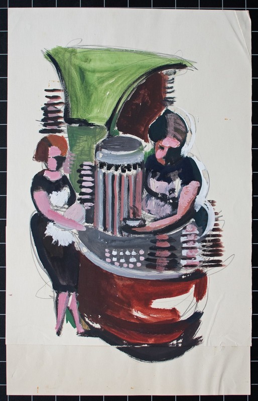 Coffee House Scene Watercolour Mixed Media on Paper Unknown Artist 20th Century gallery