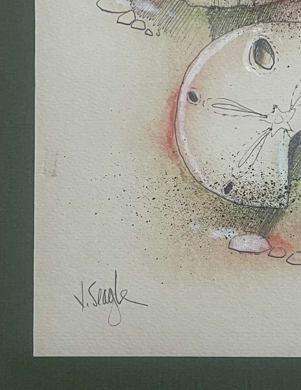 Jerry Seagle, Texas Artist (1941-2016) Watercolor Painting - Seashells gallery