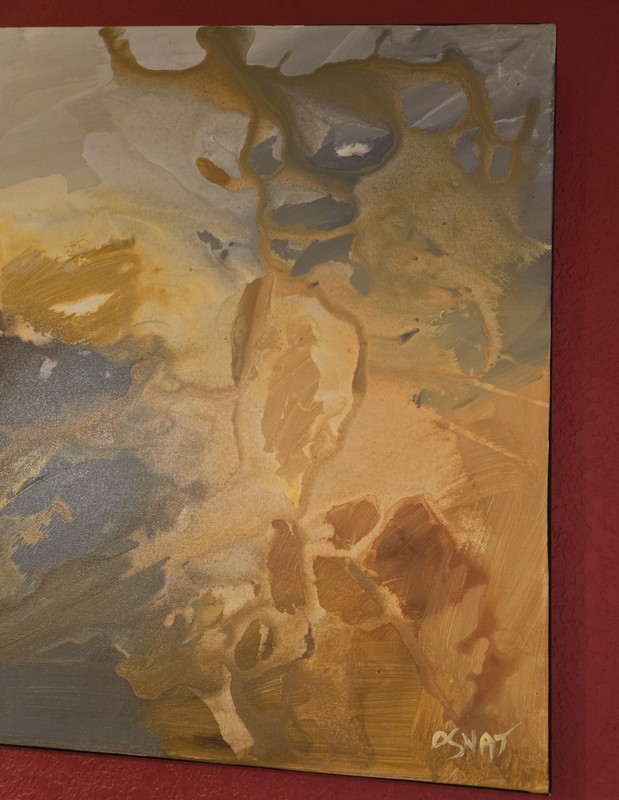 original Osnat Tzadok abstract yellow 48" x 24" unframed gallery