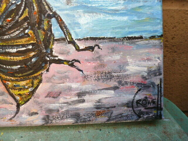 BEE HAPPY HORNET bug NEW insect Painting 8x10 canvas Original wow signed Crowell gallery