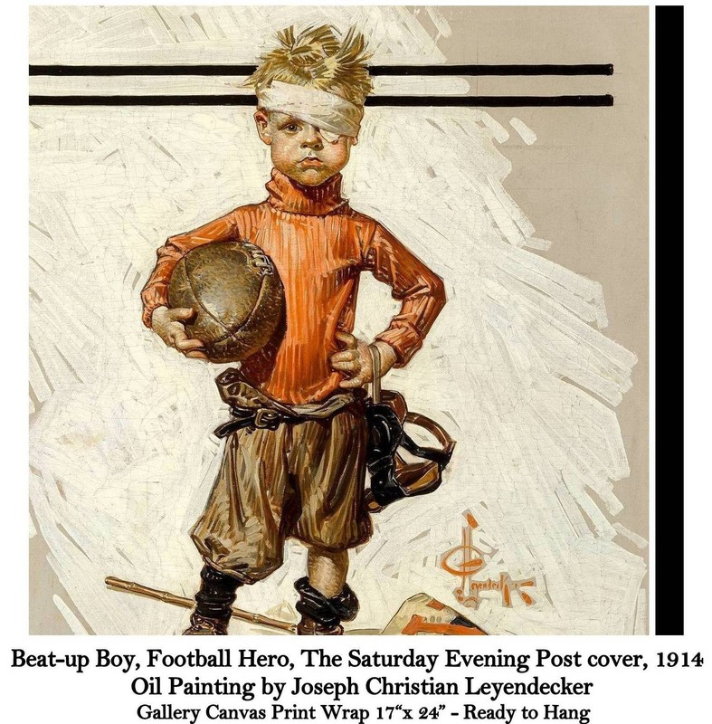 Joseph Leyendecker_Beat-up Boy, Football Hero, Sat. Post C._Gallery Canvas Print
