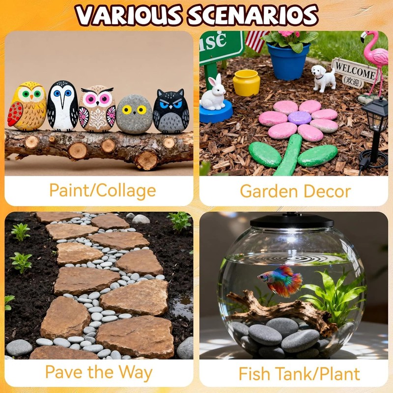 16PCS Rocks for Painting, 3-4 Inches Natural Smooth River Rocks for Painting, Fl gallery