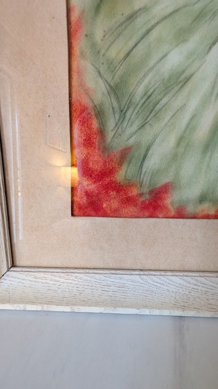 Vintage Creepy Clown Artist Signed Pastel Painting Dirk 26x20 Frame gallery