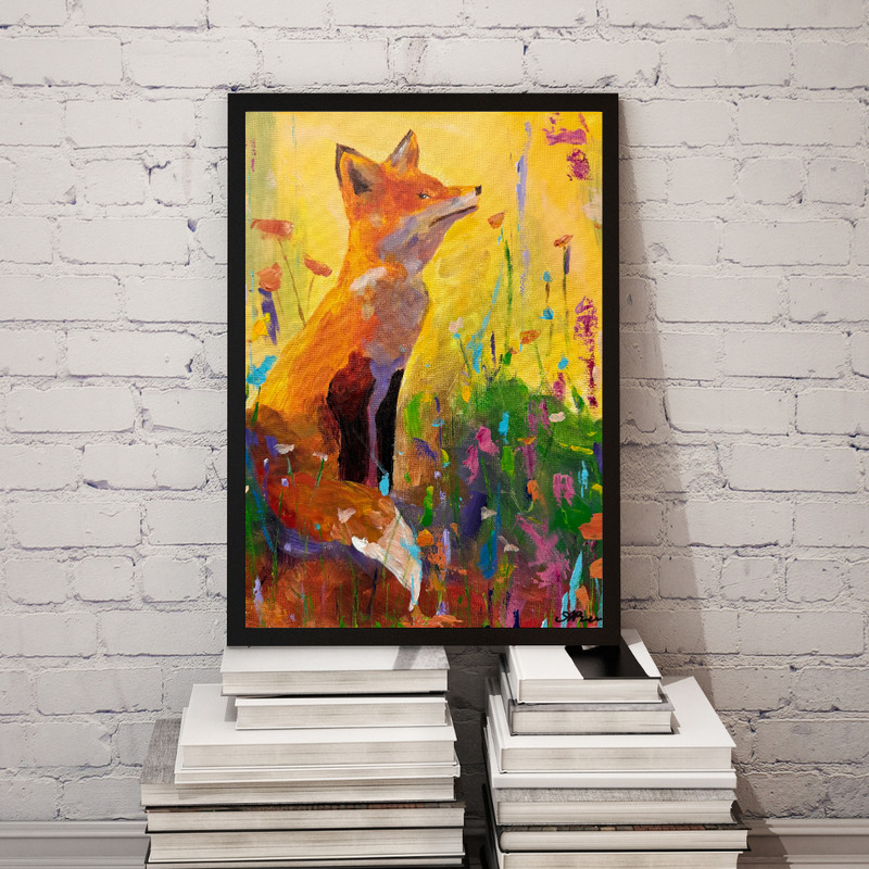Abstract Expressionism Painting Living Room Wall Art 11x14 Fox in Wildflowers gallery