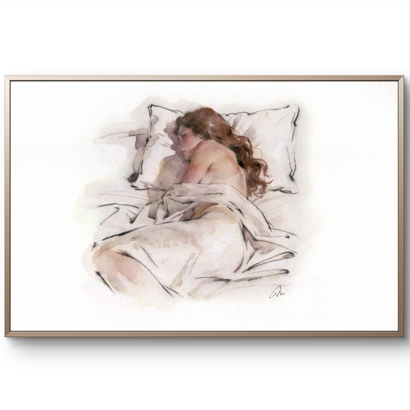 Original Watercolor Impressionism Painting Nude Female (5.5 × 8.5 inches) gallery