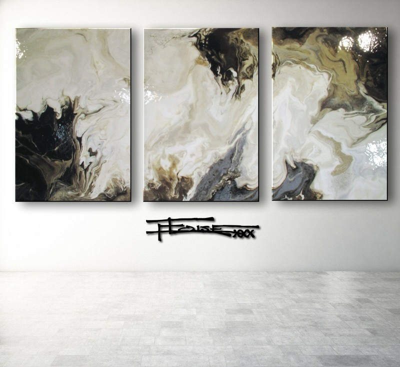 Abstract Painting Modern Canvas Wall Art Large Resin Coated Framed US ELOISExxx