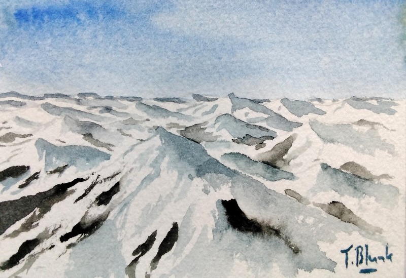 ORIGINAL AQUARELL – Alpenlandschaft.