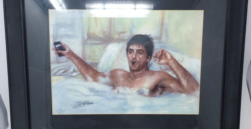 Al Pacino as Tony Montana Scarface Art Signed by Haiyan 2003 New York Framed gallery