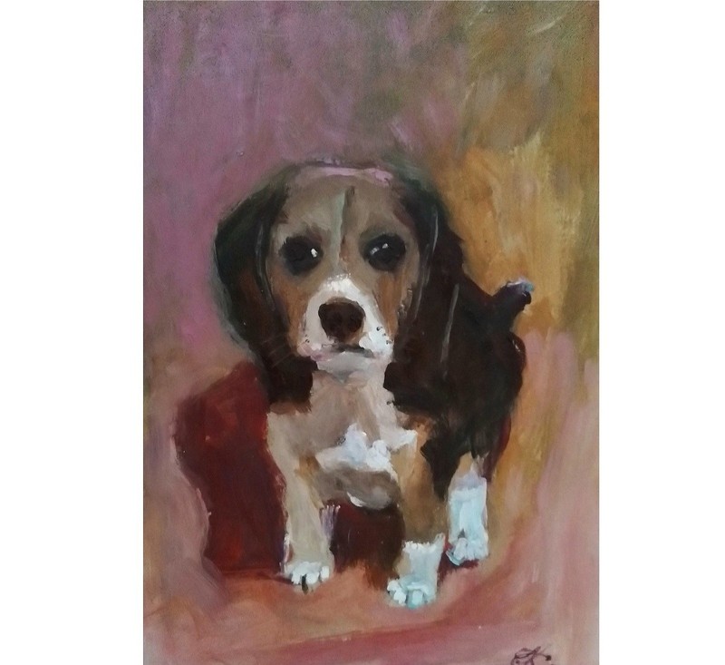 Handmade Dog Beagle Oil Painting Dog Painting Original Art Wall Art from Ukraine