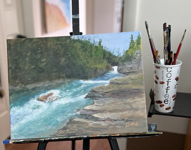 River Rapids Waterfall Acrylic Painting Original