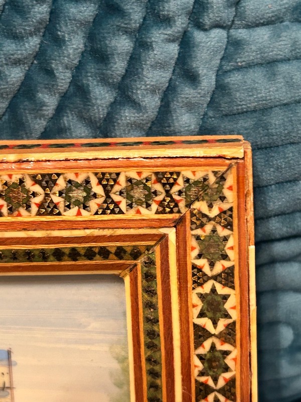 Miniature Vintage Persian Middle Eastern painting Art Of Polo, Horses, The City gallery