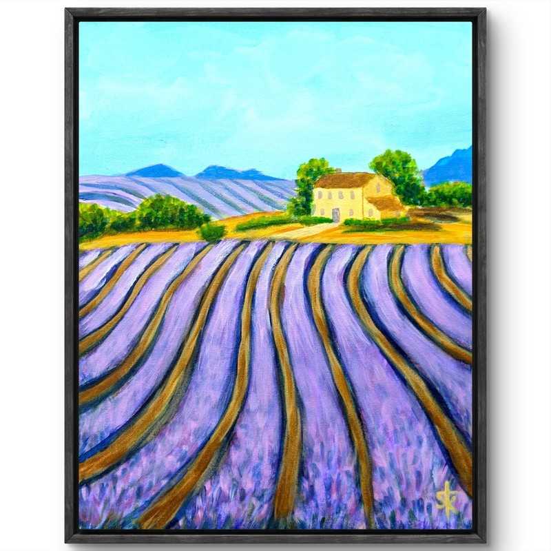 Original Contemporary 11×14 Lavender Field Acrylic Canvas Impressionist Art