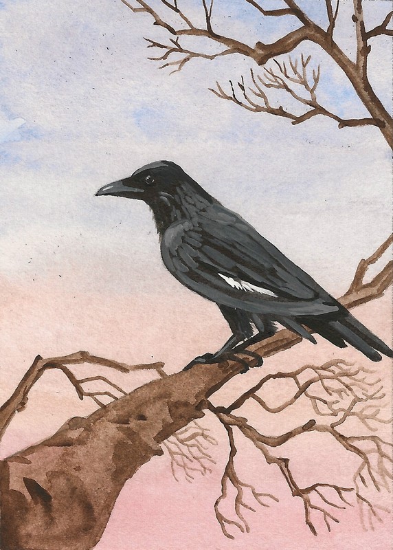 5×7 PRINT OF Painting RYTA RAVEN CROW LANDSCAPE ART GOTHIC Halloween Folk Fall