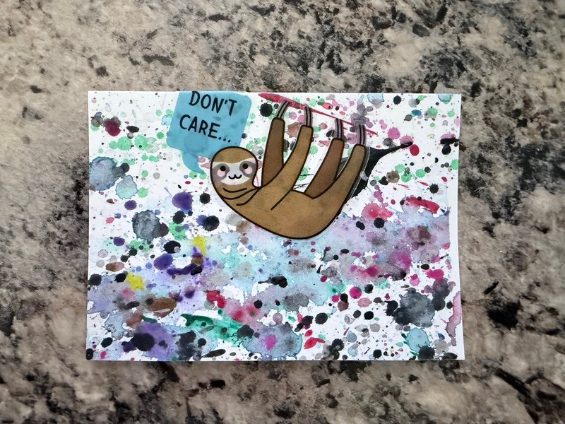ACEO Original Mixed Media Collage Painting Art Card Sloth Life gallery