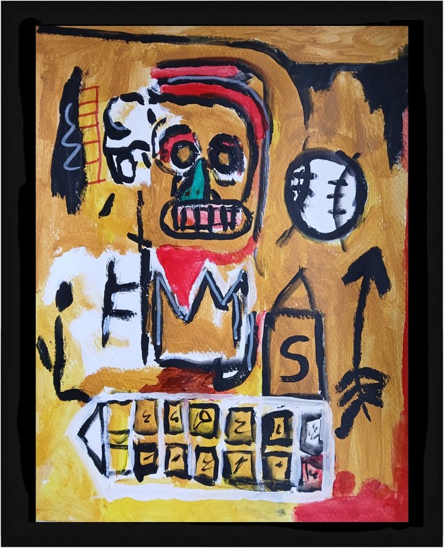 Neo-Expressionism/Abstract 11×14 Basquait Sports Modern Street Art Painting