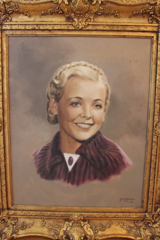 Jerrold Mid Century Oil Painting Signed Portrait Woman 1966 MCM 27x23 Large gallery