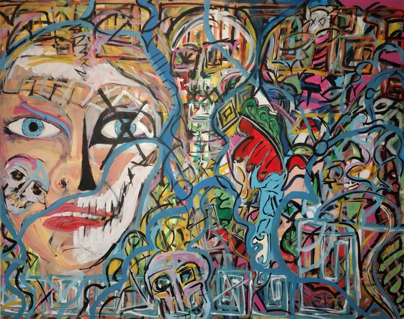 signed large original canvas painting by christian topil now Unstretched