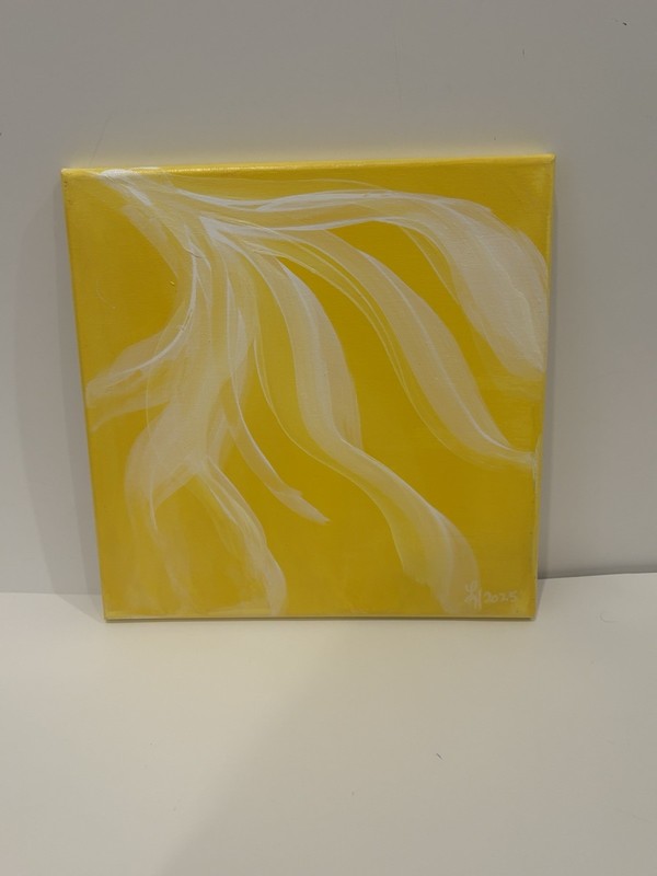 Yellow 12×12 Abstract Acrylic Painting blind artist made OOAK