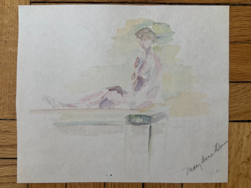 Vintage 1980’s Watercolor Painting Study Portrait Woman Signed 7 x 8