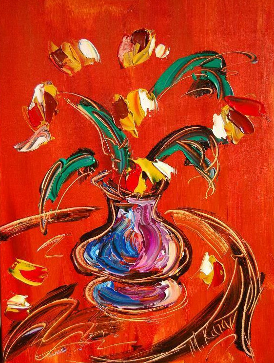 Flowers Original Oil Painting Canvas Wall Art Stretched 1D2D