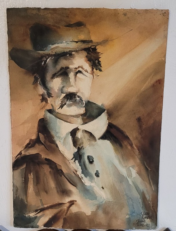 GUSTAVE Wander Old Man Portrait ORIGINAL WATERCOLOR 15 X 22 COLLECTIBLE Art.