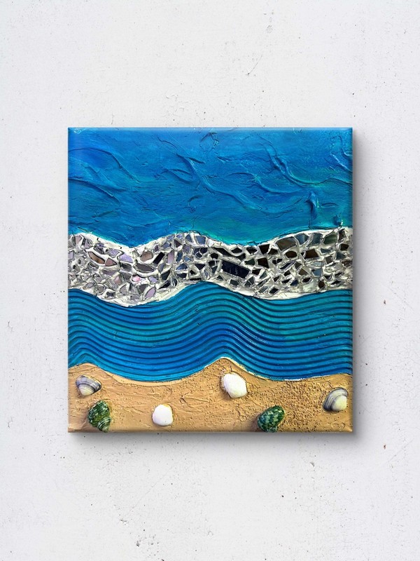 Mixed Media Abstract Painting Original 12x12 3D Textured Acrylic Pour Wall Art gallery