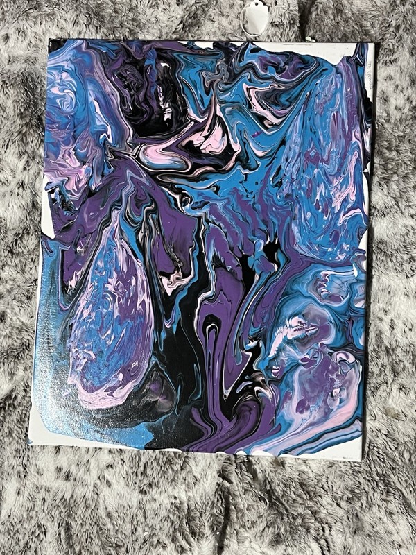 Painting Art Original Hand Made Colorful Abstract Pour Acrylic Paint On Canvas