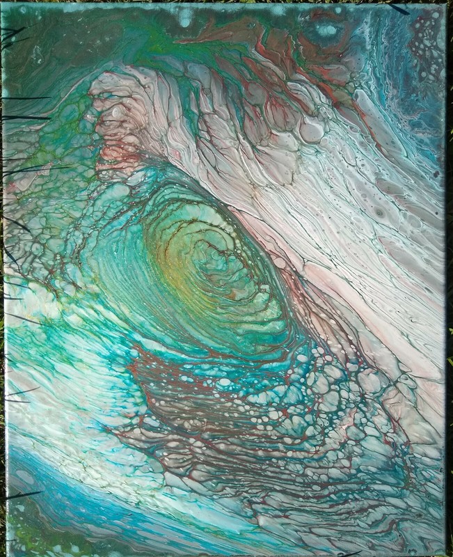 Dragon Eye. Ethereal Acrylic Pour Painting. Tranquil Blues & Greens. One Of A…