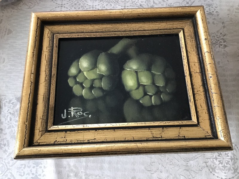 (3) Framed Still Life Oil Paintings, signed J. Ros- Fruits and Vegetables 6”x8” gallery