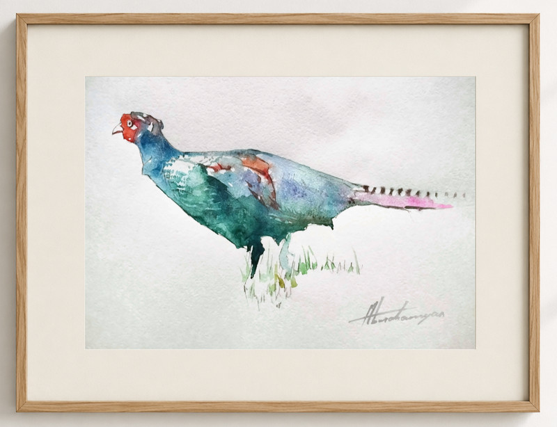 Pheasant Watercolor Original Painting